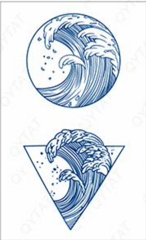 Pack of 2 Wave Tattoo (Size: 110x180 Mm)