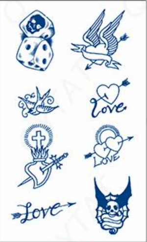 Pack of 8 Slice and Dice Tattoo (Size: 110x180 Mm)