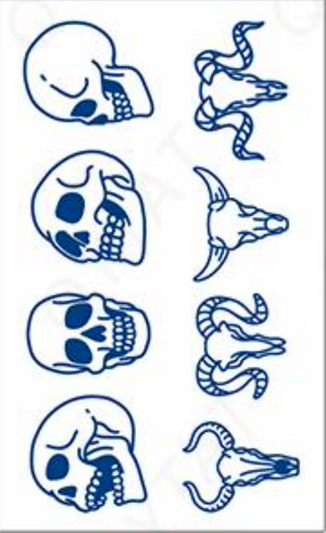Pack of 8 Skull and Buffalo Tattoo (Size: 110x180 Mm)