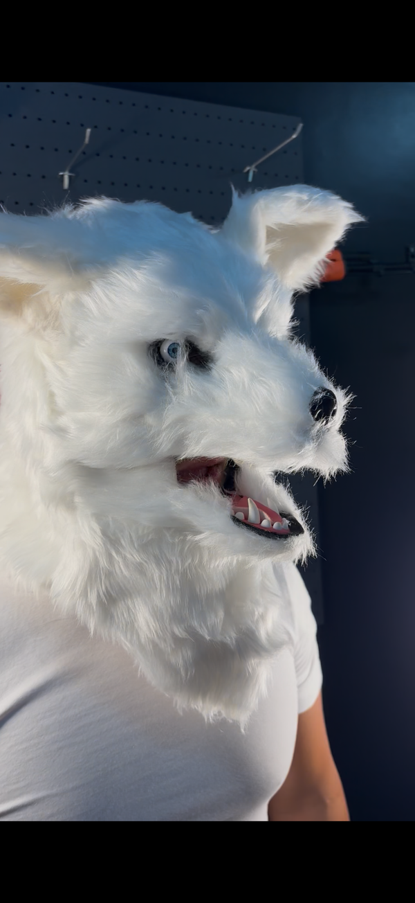 white wolf mask (high quality fur mask)