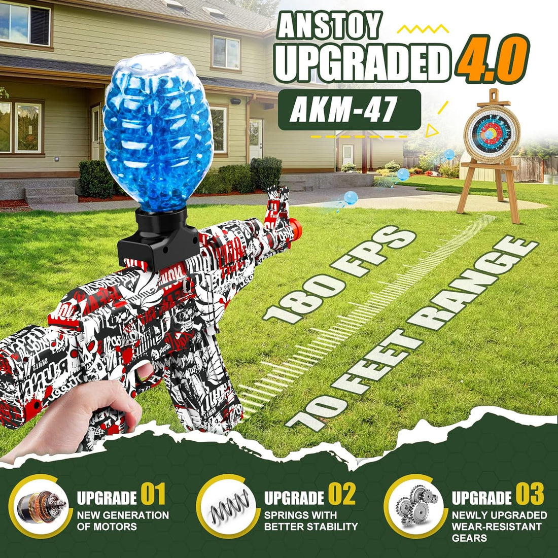 AKM 47 ANGRY GEL BLASTER 😡💦DUAL BATTERY (MORE POWERFUL) 3000 BULLETS