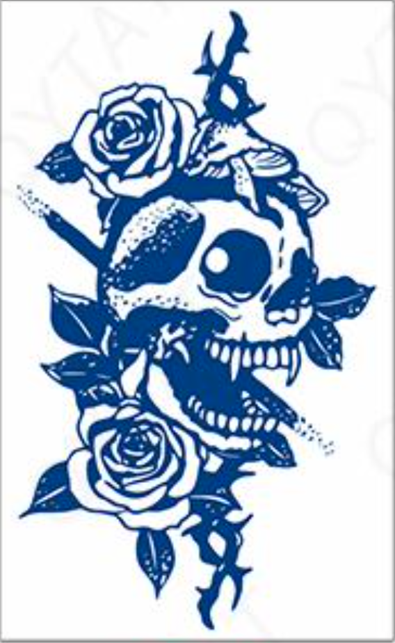 FLOWER SKULL TATTOO (Size: 110x180 mm)