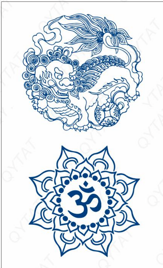 PACK OF 2 BUDDIST AND DRAGON TATTOO (Size: 110x180 mm)