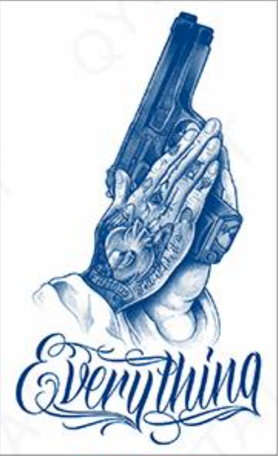 THE GUN IN HAND TATTOO (Size: 110x180 mm)