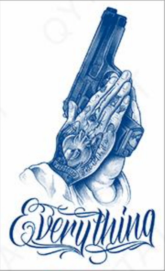 THE GUN IN HAND TATTOO (Size: 110x180 mm)