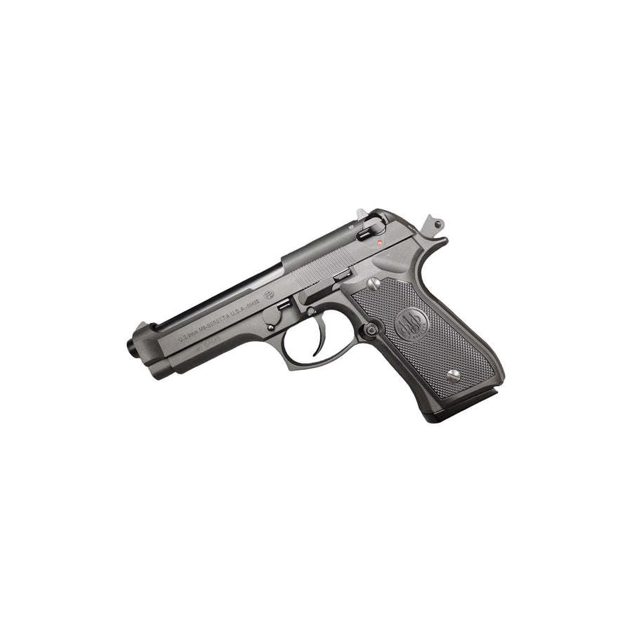 Black Beretta M92F metal blowback gel blaster shown from the right on a white background