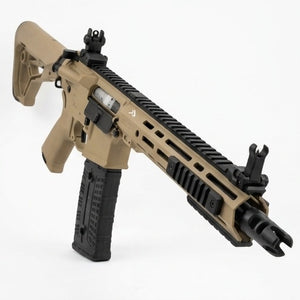 F4 Superior tan gel blaster, front three-quarter view